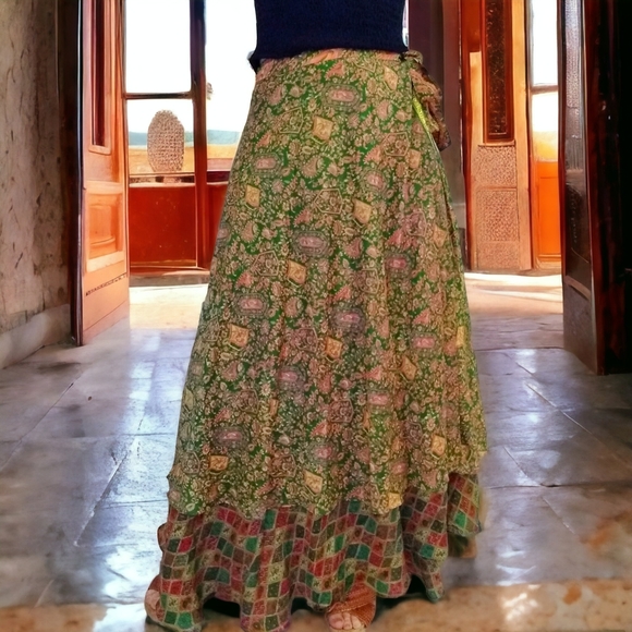 Vintage Dresses & Skirts - Vtg Silk Wrap Skirt